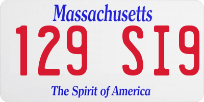 MA license plate 129SI9