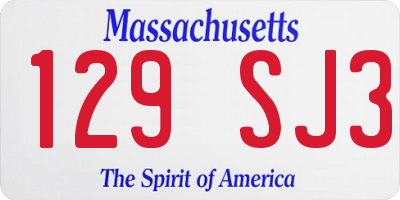 MA license plate 129SJ3