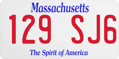 MA license plate 129SJ6