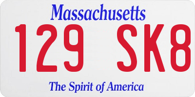 MA license plate 129SK8