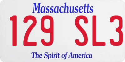 MA license plate 129SL3