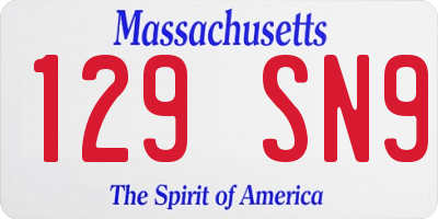 MA license plate 129SN9