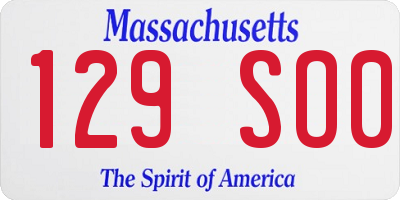 MA license plate 129SO0