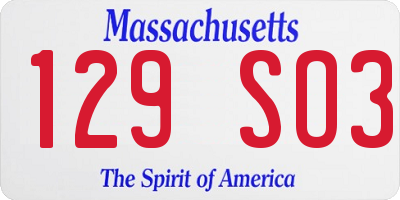 MA license plate 129SO3