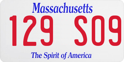 MA license plate 129SO9