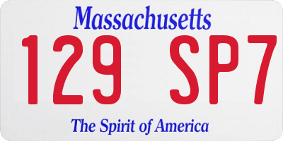 MA license plate 129SP7