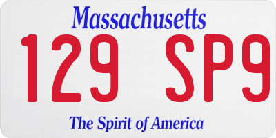 MA license plate 129SP9