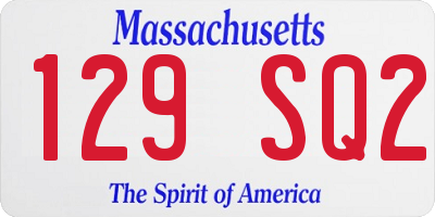 MA license plate 129SQ2