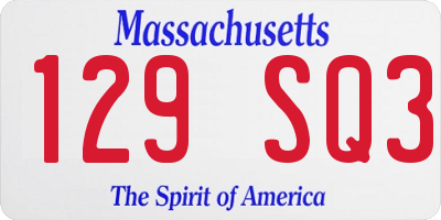 MA license plate 129SQ3