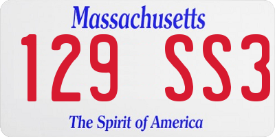 MA license plate 129SS3