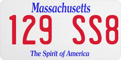 MA license plate 129SS8