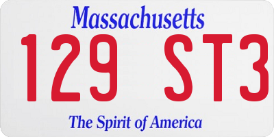 MA license plate 129ST3