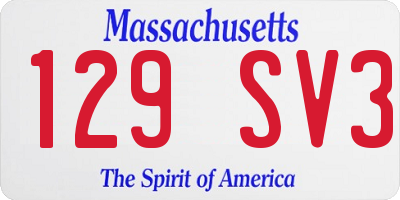 MA license plate 129SV3