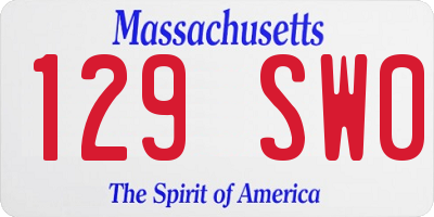 MA license plate 129SW0