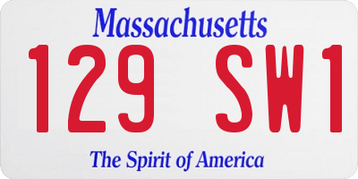 MA license plate 129SW1