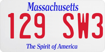 MA license plate 129SW3