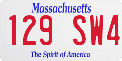 MA license plate 129SW4