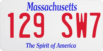 MA license plate 129SW7