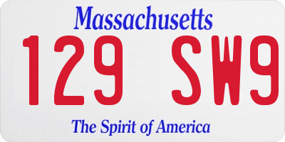 MA license plate 129SW9