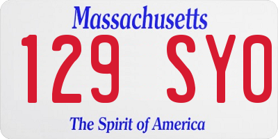 MA license plate 129SY0