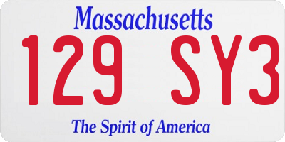 MA license plate 129SY3
