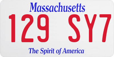 MA license plate 129SY7