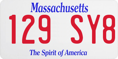 MA license plate 129SY8