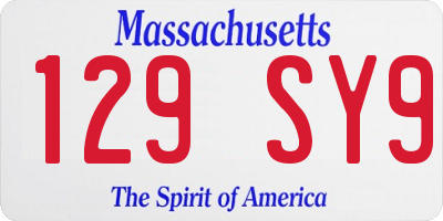 MA license plate 129SY9