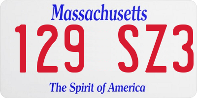 MA license plate 129SZ3