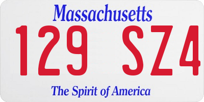 MA license plate 129SZ4