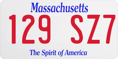 MA license plate 129SZ7