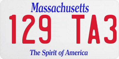 MA license plate 129TA3