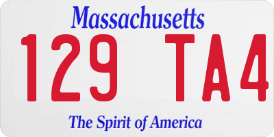 MA license plate 129TA4