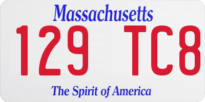 MA license plate 129TC8