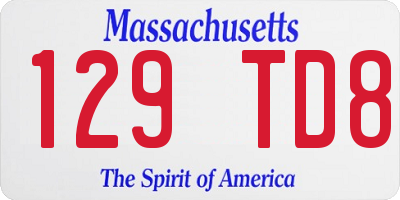 MA license plate 129TD8