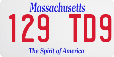 MA license plate 129TD9