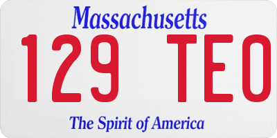 MA license plate 129TE0