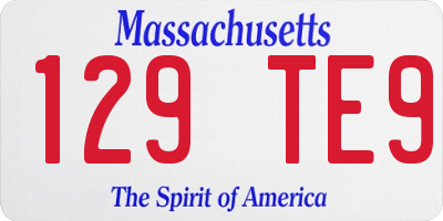 MA license plate 129TE9