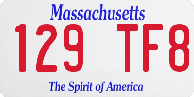 MA license plate 129TF8