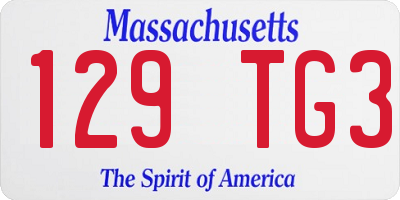MA license plate 129TG3
