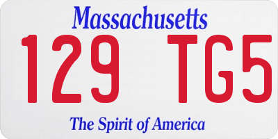 MA license plate 129TG5