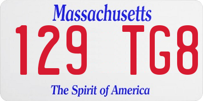 MA license plate 129TG8
