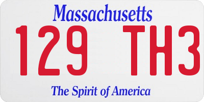 MA license plate 129TH3
