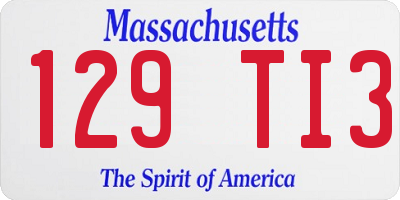 MA license plate 129TI3
