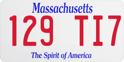 MA license plate 129TI7