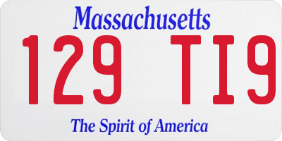 MA license plate 129TI9