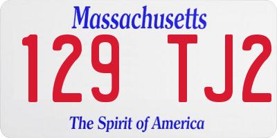 MA license plate 129TJ2
