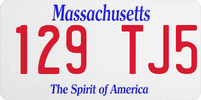 MA license plate 129TJ5