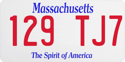 MA license plate 129TJ7