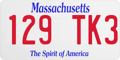 MA license plate 129TK3